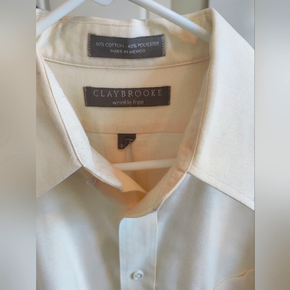Claybrooke collared button down cream shirt 👕 🤍 (17  X 36/37) 🤍 - Picture 6 of 16